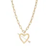 Adina Reyter Pierced Heart Charm And Chain Link Necklace In Gold