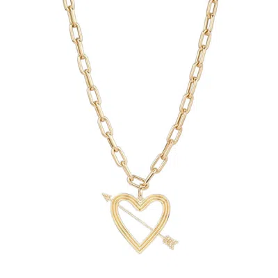 Adina Reyter Pierced Heart Charm And Chain Link Necklace In Gold