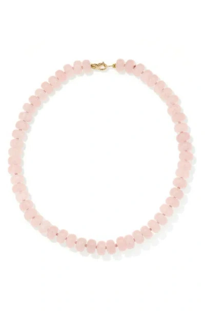 Adina Reyter Rose Quartz Beaded Necklace In Pink