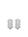 Adina Reyter Stack Baguette J-shaped Hoop Earrings In Silver