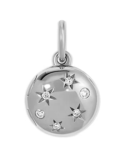 Adina Reyter Sterling Silver Diamond Celestial Locket Hinged Charm Pendant In Metallic