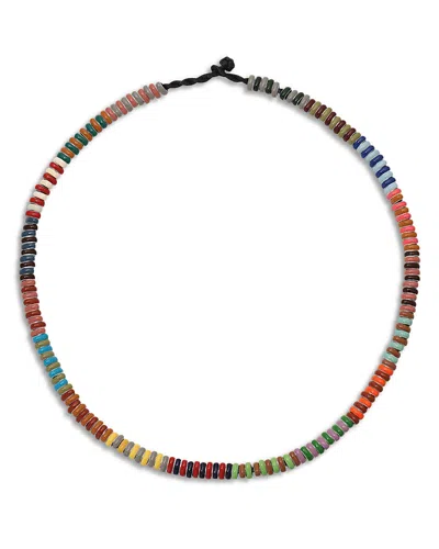 Adina Reyter Sterling Silver Runway Stripes Enamel Mini Bead Necklace, 16 In Brown