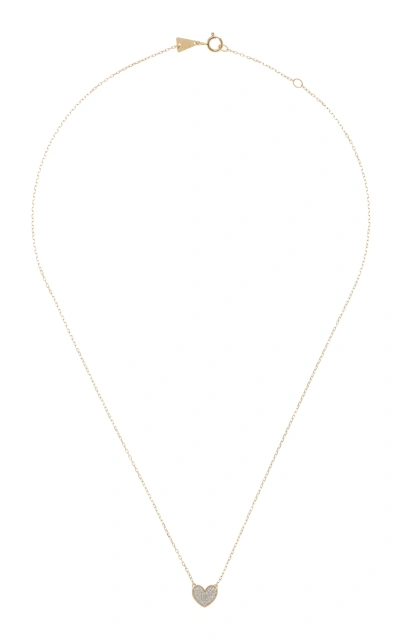 Adina Reyter Tiny Folded Heart 14k Yellow Gold Diamond Necklace