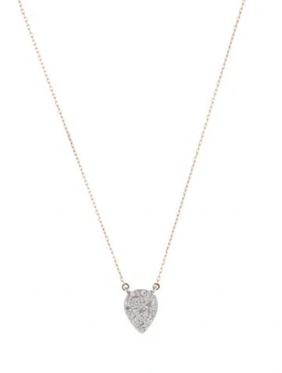 Pre-owned Adina Reyter Two-tone Diamond Pear Pendant Necklace, 19" In Multi