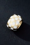 Adina Reyter White Ceramic Checkerboard Big Bead In Gold