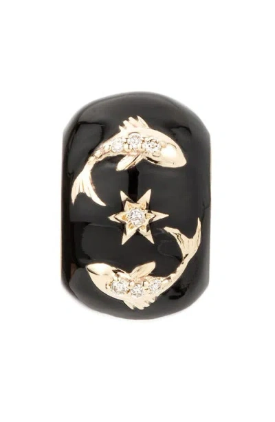 Adina Reyter Zodiac Ceramic & Diamond Bead Charm In Yellow Gold - Pisces