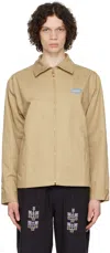 Adish Majdal Logo-embroidered Cotton-drill Jacket In Beige