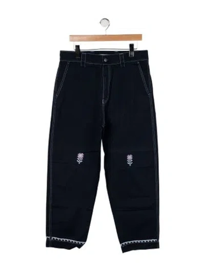 Pre-owned Adish Floral Print Pants In Black
