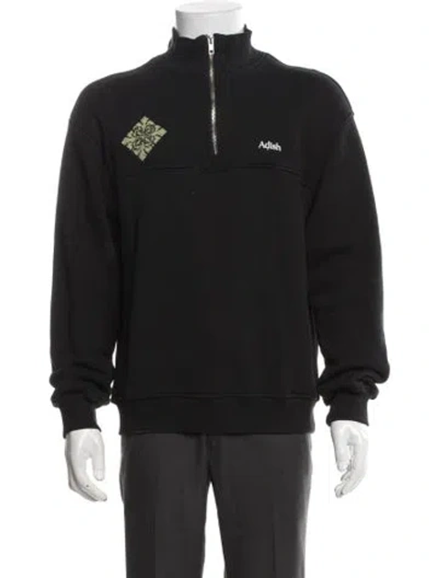 Pre-owned Adish Graphic Print Mock Neck Sweatshirt In Black