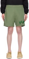 Adish Khaki Tatreez Shorts In Olive Green
