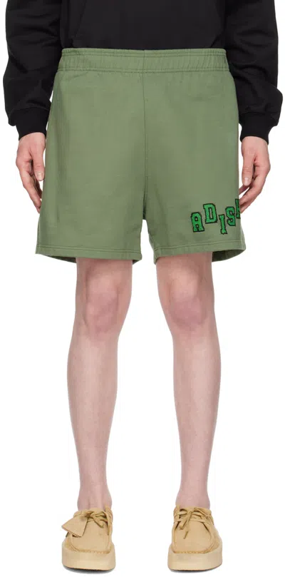 Adish Khaki Tatreez Shorts In Olive Green