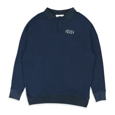 Adish Long Sleeve Nuweiba Rings Navy Polo Shirt In Blue