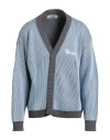 Adish Man Cardigan Light Blue Size L Cotton, Acrylic In Blue