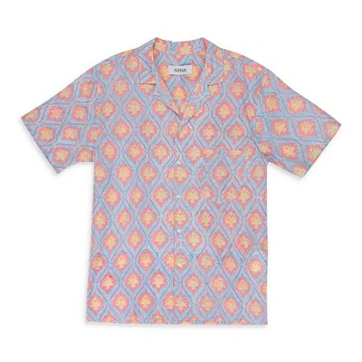 Adish Sawsanas Short Sleeve Blue Pink Button-down Shirt
