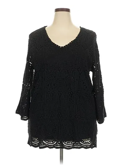 Pre-owned Adiva 3/4 Sleeve Blouse In Black
