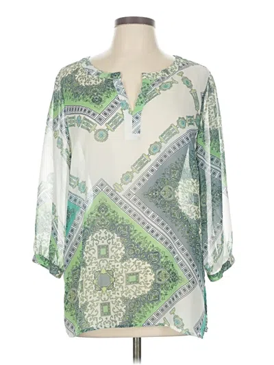 Pre-owned Adiva 3/4 Sleeve Blouse In Green