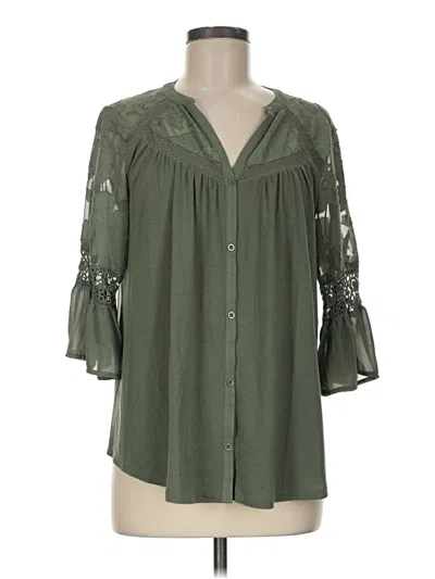 Pre-owned Adiva 3/4 Sleeve Blouse In Green