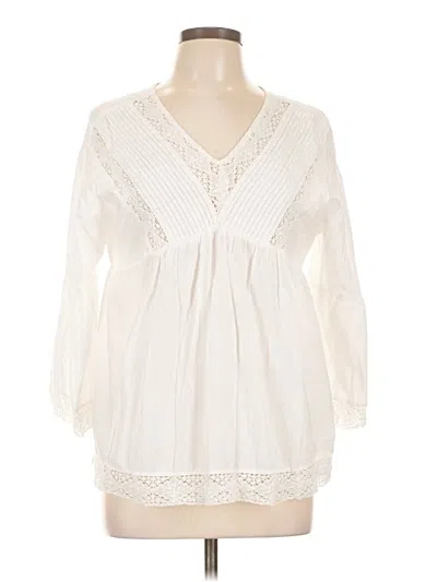 Pre-owned Adiva 3/4 Sleeve Blouse In White