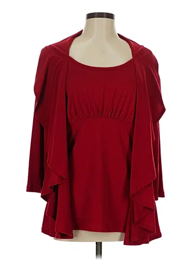Pre-owned Adiva 3/4 Sleeve Top Burgundy Sweetheart Neckline Tops