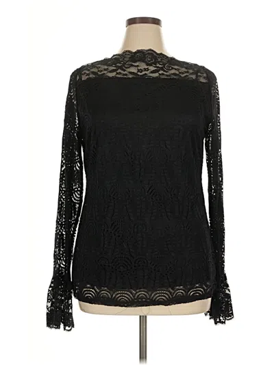 Pre-owned Adiva Long Sleeve Top Black Mock Neckline Tops