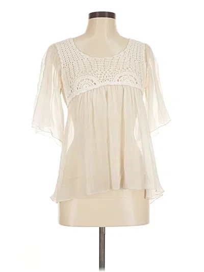 Pre-owned Adiva Short Sleeve Blouse In White