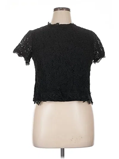 Pre-owned Adiva Short Sleeve Top Black Mock Neckline Tops