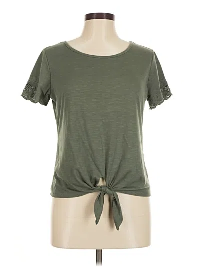 Pre-owned Adiva Short Sleeve Top Green Keyhole Neckline Tops