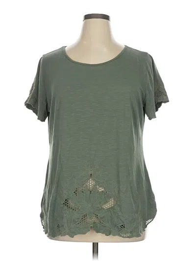 Pre-owned Adiva Short Sleeve Top Green Keyhole Neckline Tops