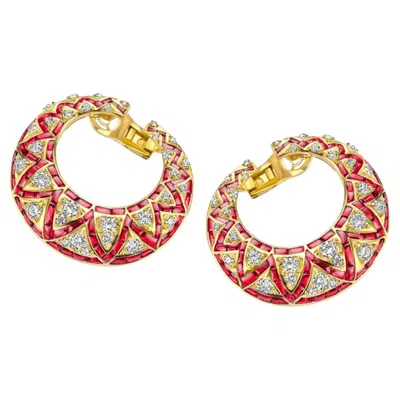 Pre-owned Adler 18 Karat  Genèva Ruby Cabochons & Diamonds Earrings, Estate Sultan Of Oman In Multi