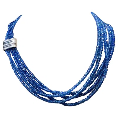Pre-owned Adler Estate  18k Diamond Multistrand Sapphire Collar Necklace 400ctw 15.50” In Blue