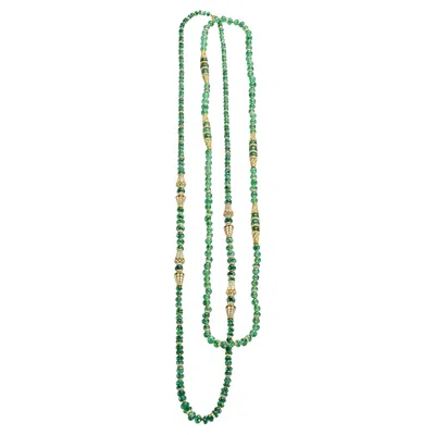 Pre-owned Adler Genèva 18kt Gold Necklaces 480ct Faceted Bead Emeralds Cgl Certified In Multi