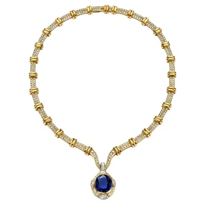 Pre-owned Adler Genèva Sapphire & Diamonds Necklace, Estate Sultan Oman Qaboos Bin Said In Blue