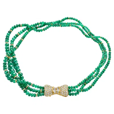 Pre-owned Adler Genève 18kt Gold 190 Ct Emeralds Beaded Necklace, Estate Sultan Of Oman In Multi
