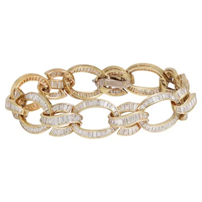 Pre-owned Adler Genève Elegant 18k Yellow Gold 26 Cts Diamond Baguette Link Bracelet