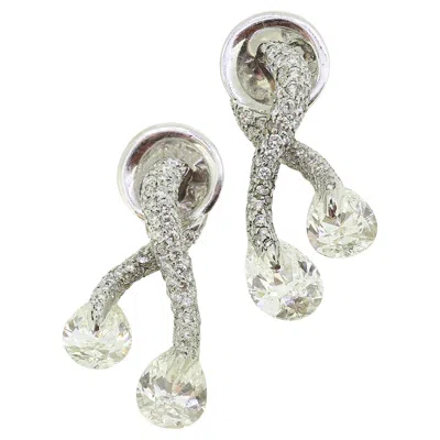 Pre-owned Adler Pear And Pave Diamond Set Drop Earrings In Multi