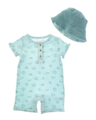 Adley & Hudson 2pc Romper & Hat Set In Blue