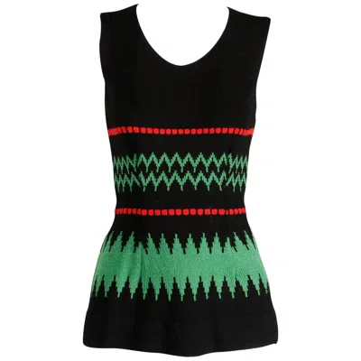 Pre-owned Adolfo 1970s Vintage  Sweater Tank Top In Black