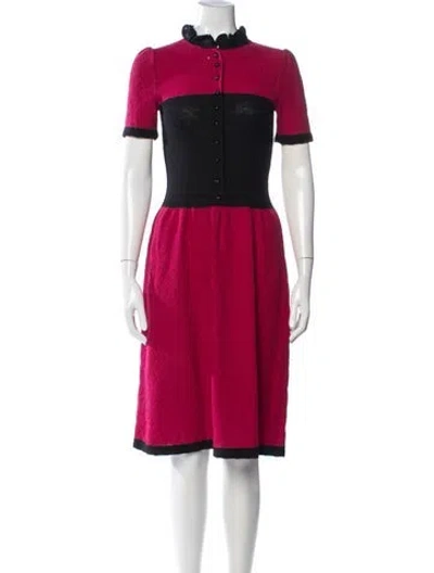 Pre-owned Adolfo Colorblock Pattern Knee-length Dress In Pink