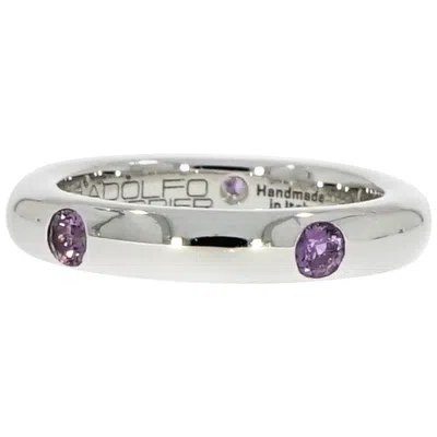 Pre-owned Adolfo Courrier Wisteria Sapphire Stackable White Gold Band