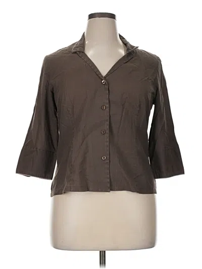 Pre-owned Adolfo Dominguez 3/4 Sleeve Button Down Shirt In Brown