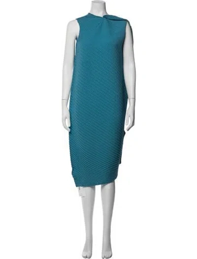 Pre-owned Adolfo Dominguez Asymmetrical Midi Length Dress In Blue