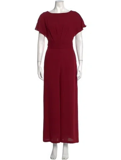 Pre-owned Adolfo Dominguez Bateau Neckline Jumpsuit In Burgundy