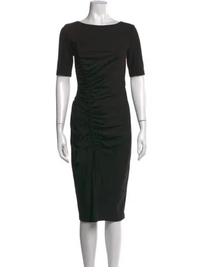 Pre-owned Adolfo Dominguez Bateau Neckline Knee-length Dress In Black