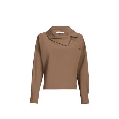 Adolfo Dominguez Chemise Droite À Col Asymétrique In Brown