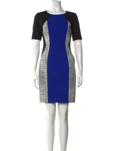Pre-owned Adolfo Dominguez Colorblock Pattern Knee-length Dress In Black/blue
