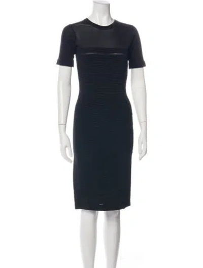Pre-owned Adolfo Dominguez Crew Neck Knee-length Dress In Blue