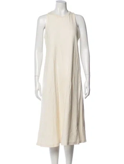 Pre-owned Adolfo Dominguez Crew Neck Midi Length Dress In Neutral