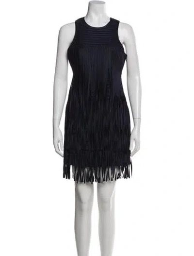 Pre-owned Adolfo Dominguez Crew Neck Mini Dress In Blue