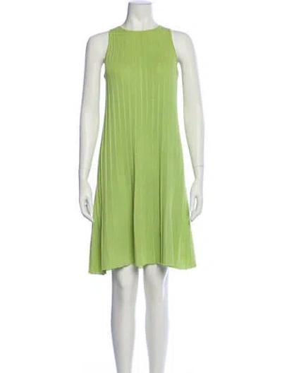 Pre-owned Adolfo Dominguez Crew Neck Mini Dress In Green