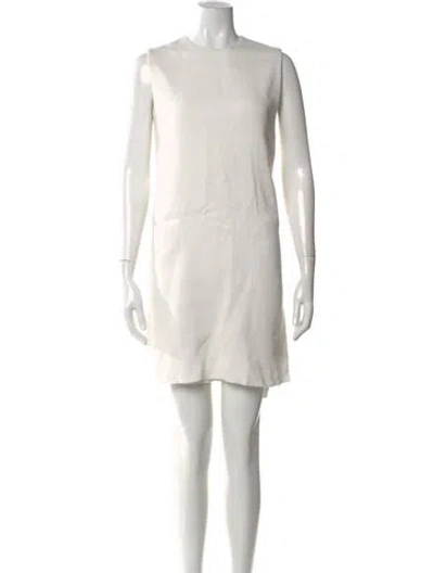 Pre-owned Adolfo Dominguez Crew Neck Mini Dress In White